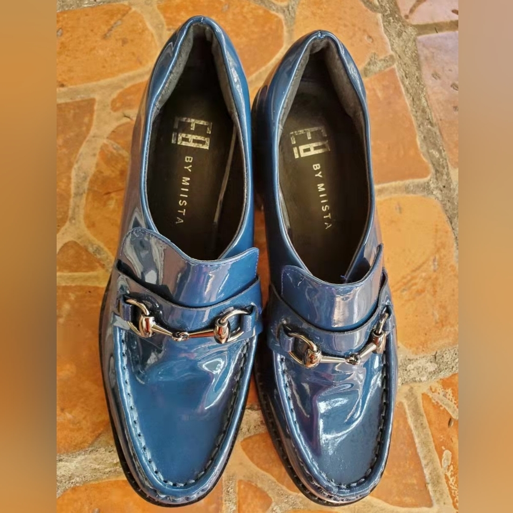 E8 by Miista platform patent loafers